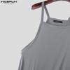 INCERUN Men Strap Sleeveless Beading Splits Long Tunic Tank Tops