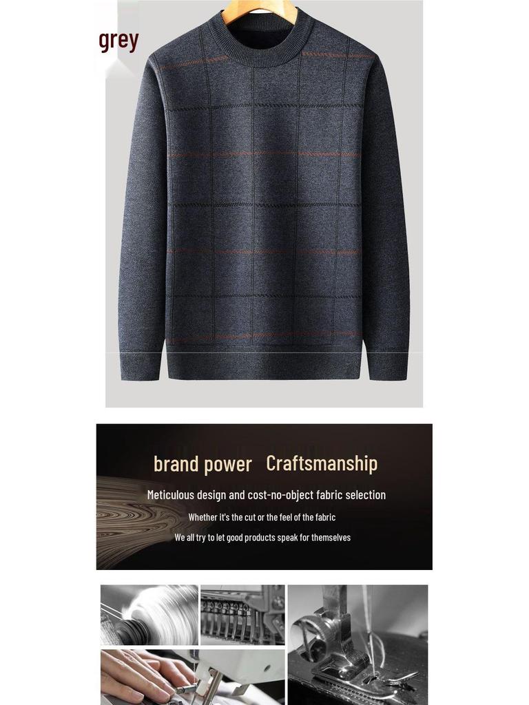 Dad's Velvet-Lined Winter Sweater: Warm and Thick Cardigan for Middle-Aged and Elderly Men