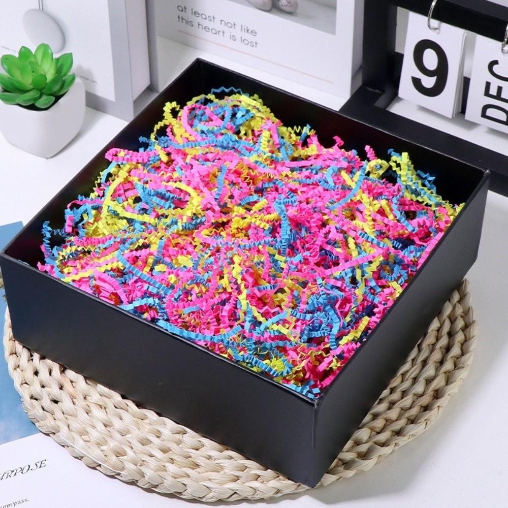 100g/Beutel Gewelltes Buntes Raffia-Crêpepapier Konfetti DIY Hochzeitsfeier Macaron-Farbe Knitterndes Crêpepapier