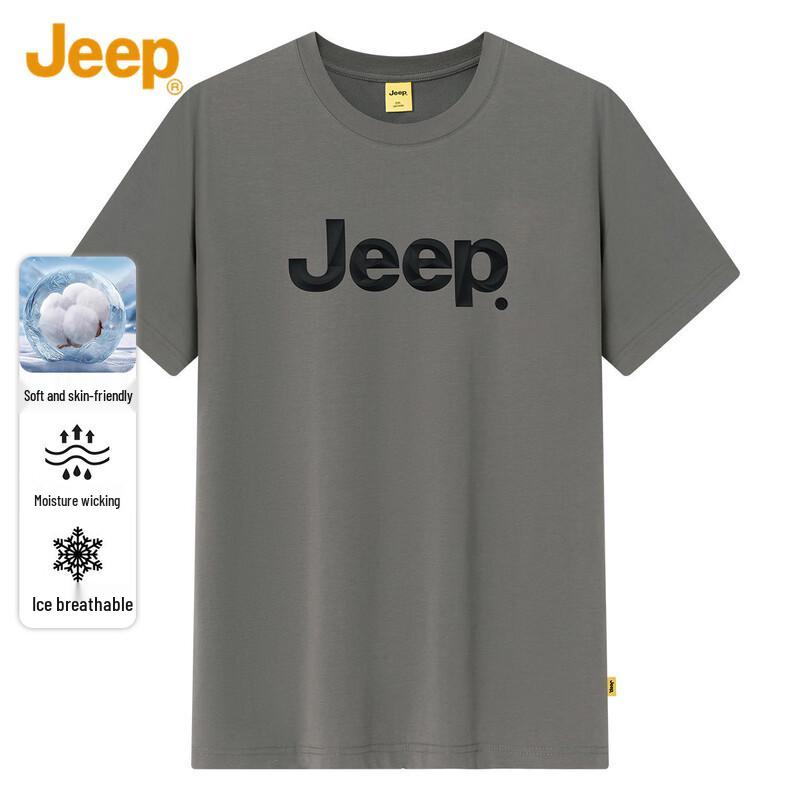 JEEP Men s Outdoor Casual Short Sleeve T-Shirt with Logo L