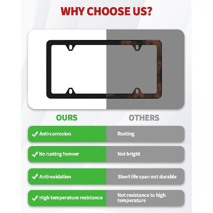 Chrome License Plate Frame Made Of Zinc Alloy Metal, Universal Car Accessories,1 Pack License Plate Holder Never Rust And Unbreakable With Metal