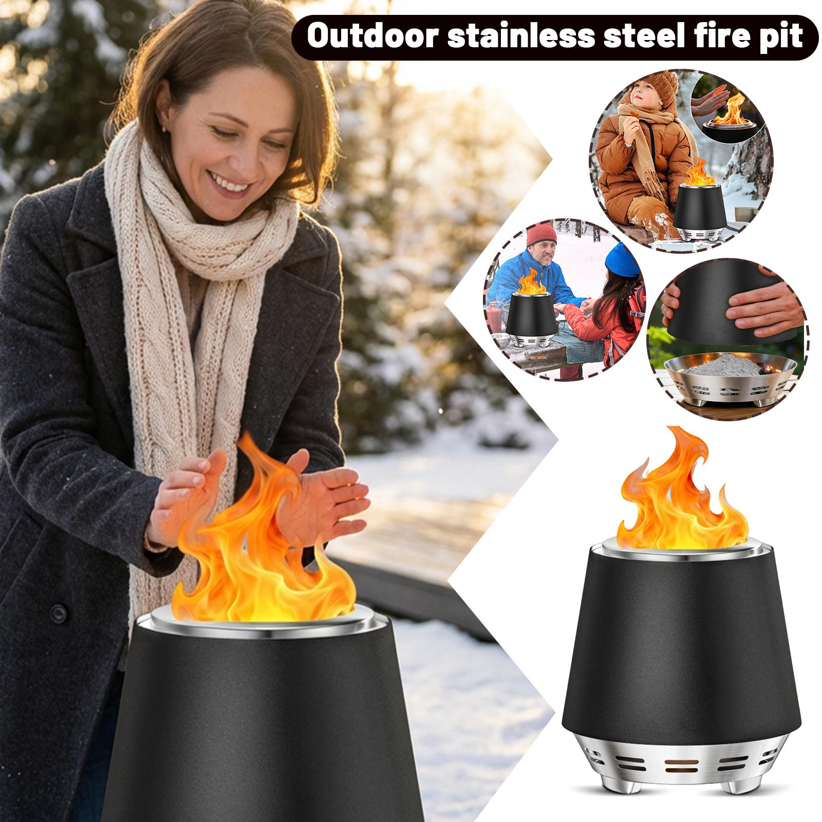 Outdoor Stainless Steel Camping Fire For Winter Heating, Tabletop Fire With Stand. One Size
