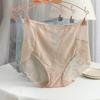 Fashionable Comfortable Breathable Summer Thin Transparent Lace Sexy High Waist Women's Flower Printed Cotton Triangle Panties