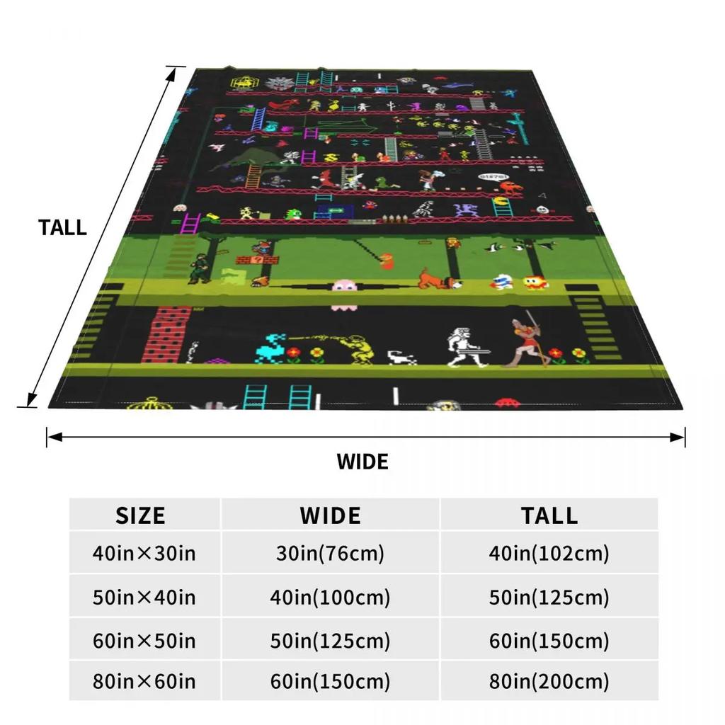 50 Video Game Knitted Blanket Arcade Game Collage FC Console Plush Throw Blankets Summer Air Conditioning Soft Warm Bedspreads