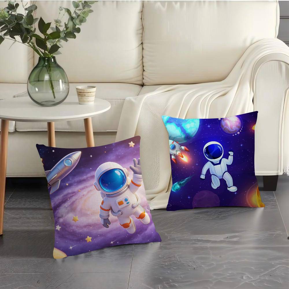 Cartoon Astronaut Outer Space Planet Pillow Cushion Cover Pillowcase Living Room Sofa Home Decor Customized