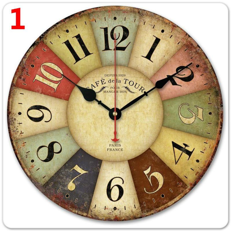 

European Creative Wall Living Room Clock Silent Wooden Wall Clock Stylish Modern Quartz Wall Retro 1