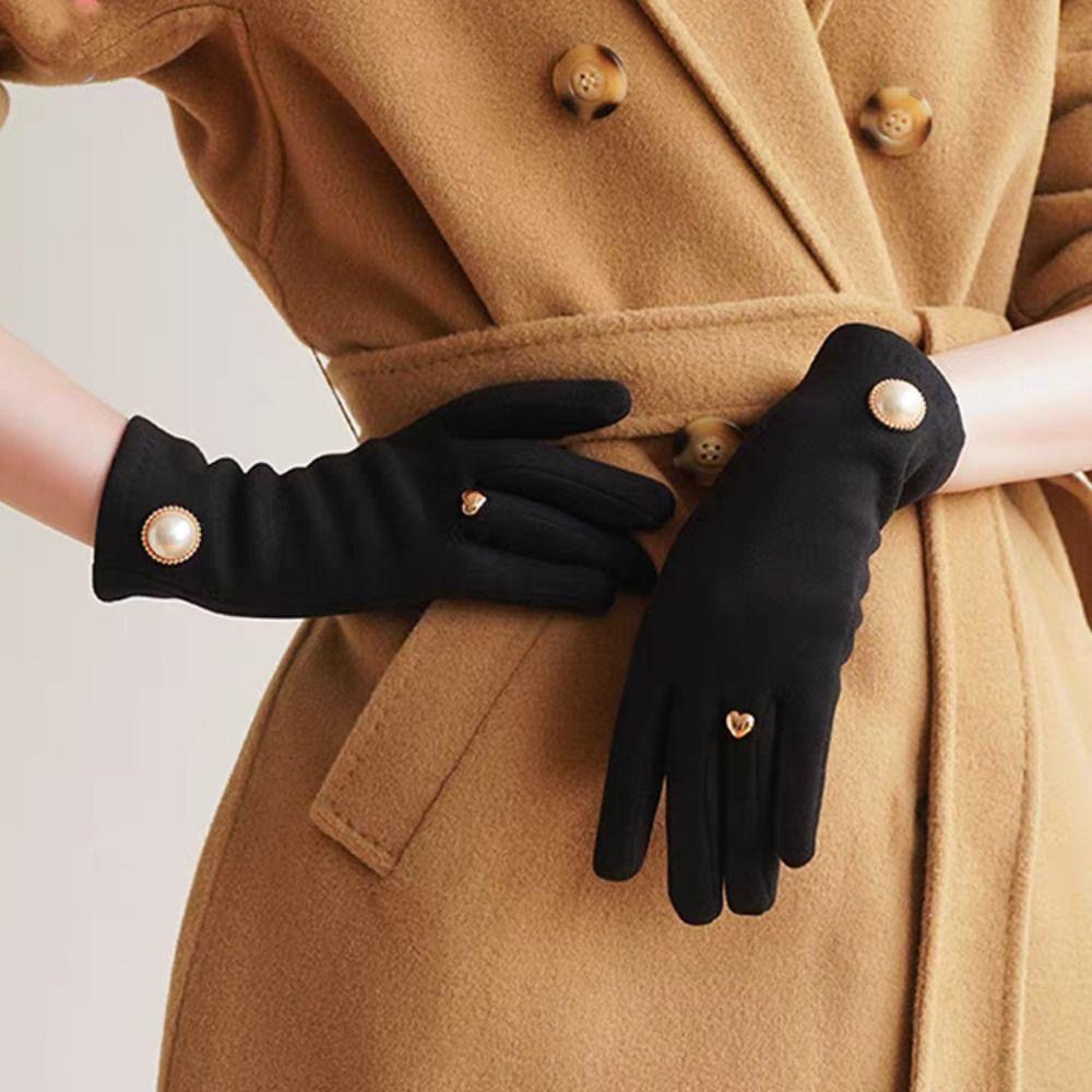 Perle Damen Fäustlinge Herz Plüschhandschuhe Geschenk Winter Fahrradhandschuhe Winter