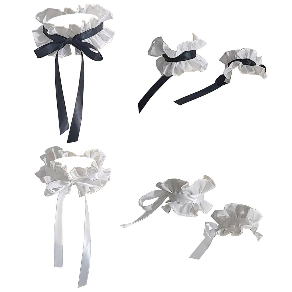 Victorian Ruffled Decorative Collar Lace Cuff Sleeves For Halloween Costume And Cosplay Event Gathering Accessories