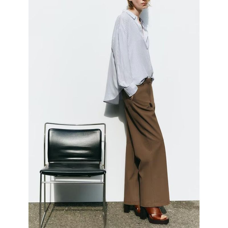 Za2025 Spring New Women's Clothing Easiest for Match Loose-Fitting Striped Long Sleeves Lapel Casual Shirt 4387232 063