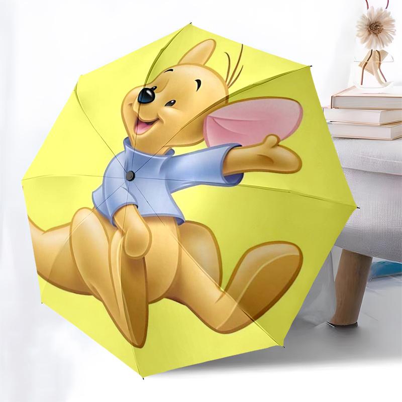 Winnie and Friends Themed Travel Umbrella-8 Ribs Automatic Opening and Closing, Portable Folding Design, Compact and Stylish Umbrella Suitab