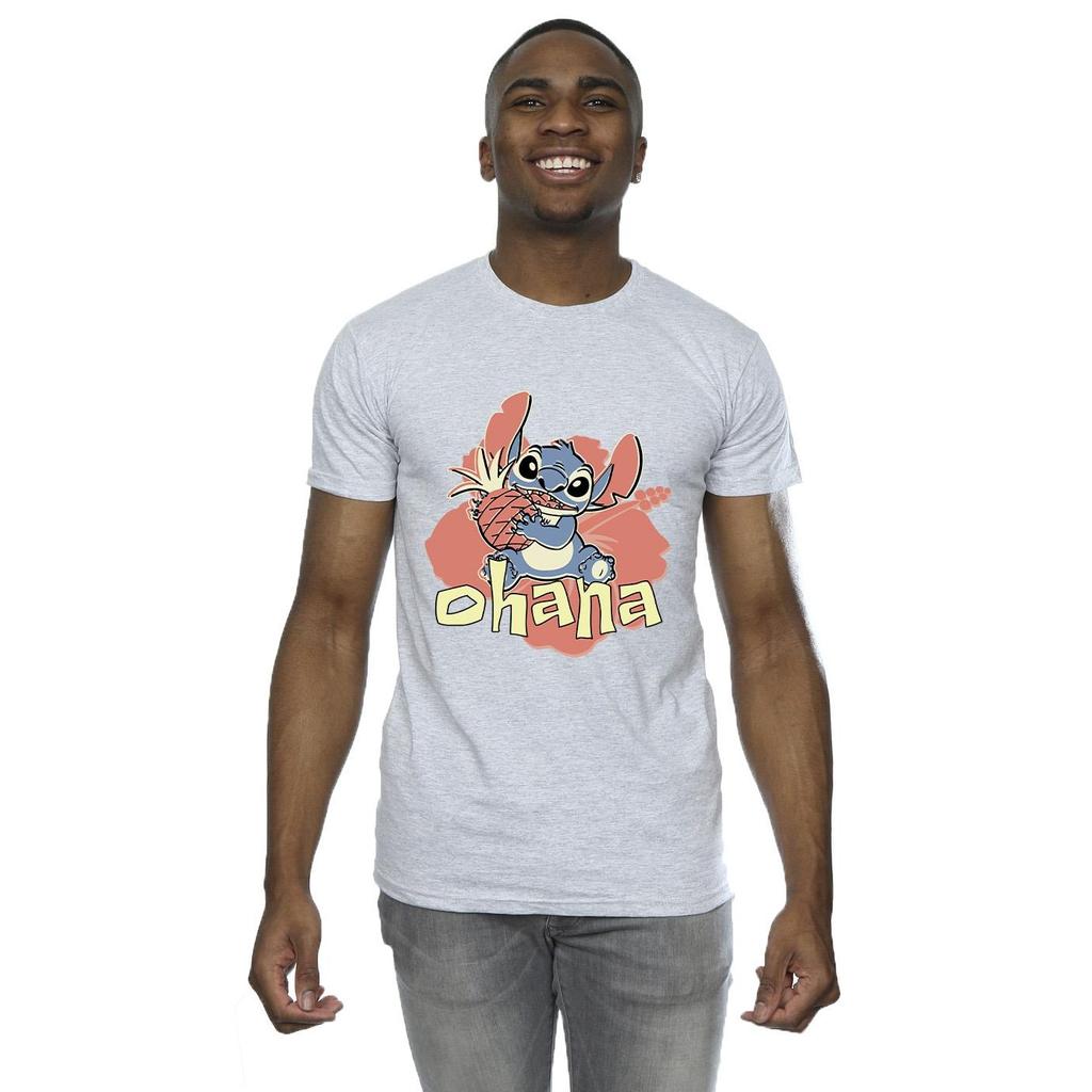 Disney Mens Lilo And Stitch Ohana Pineapple T-Shirt