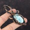 Larimar Anhänger Kupferdraht umwickelter Edelsteinanhänger Handgefertigter Drahtumwickelter Anhänger Larimar Kupferschmuck Hochzeitsgeschenk Ethnischer Stil Anhänger