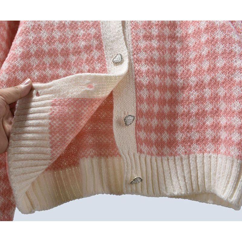 Autumn Crew Neck Classic Style Short Long Sleeves French Gentle Light Loose Knitted Sweater Cardigan Outwear Women