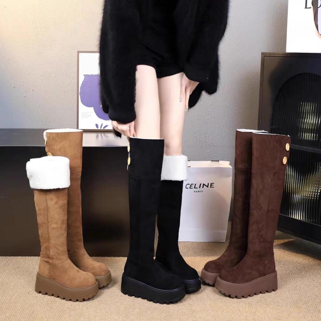Women's Fur One Thick Bottom Heightening Winter Lightweight Warm Snow Boots Non-slip Wear-resistant Casual Sports Cotton Boots