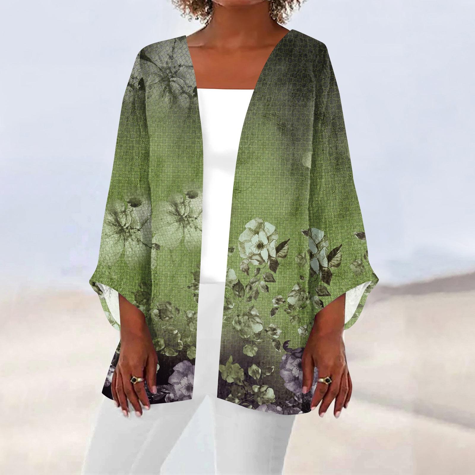 

Женская повседневная модная легкая куртка средней длины с принтом в стиле ретро, ​​кардиган M