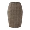 Women's High Waist Plaid Skirt Skinny Pencil Wool  Skirt