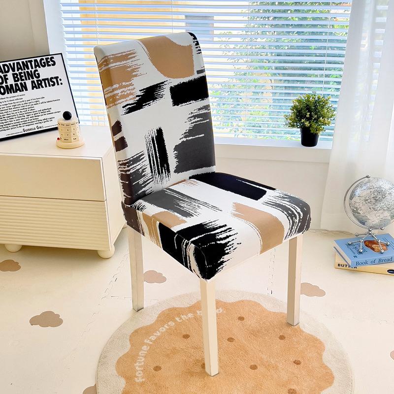 Anti-fouling Household Chair Cover Hotel Chair Package Backrest Seat Cover One-piece Print Elastic Dining Table Seat Cover