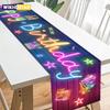 Geburtstag Neon Glow Tischläufer Fluoreszierendes Kugelstern Design Tischfahne Geburtstagsparty Zubehör Geburtstagsparty Tischdeko