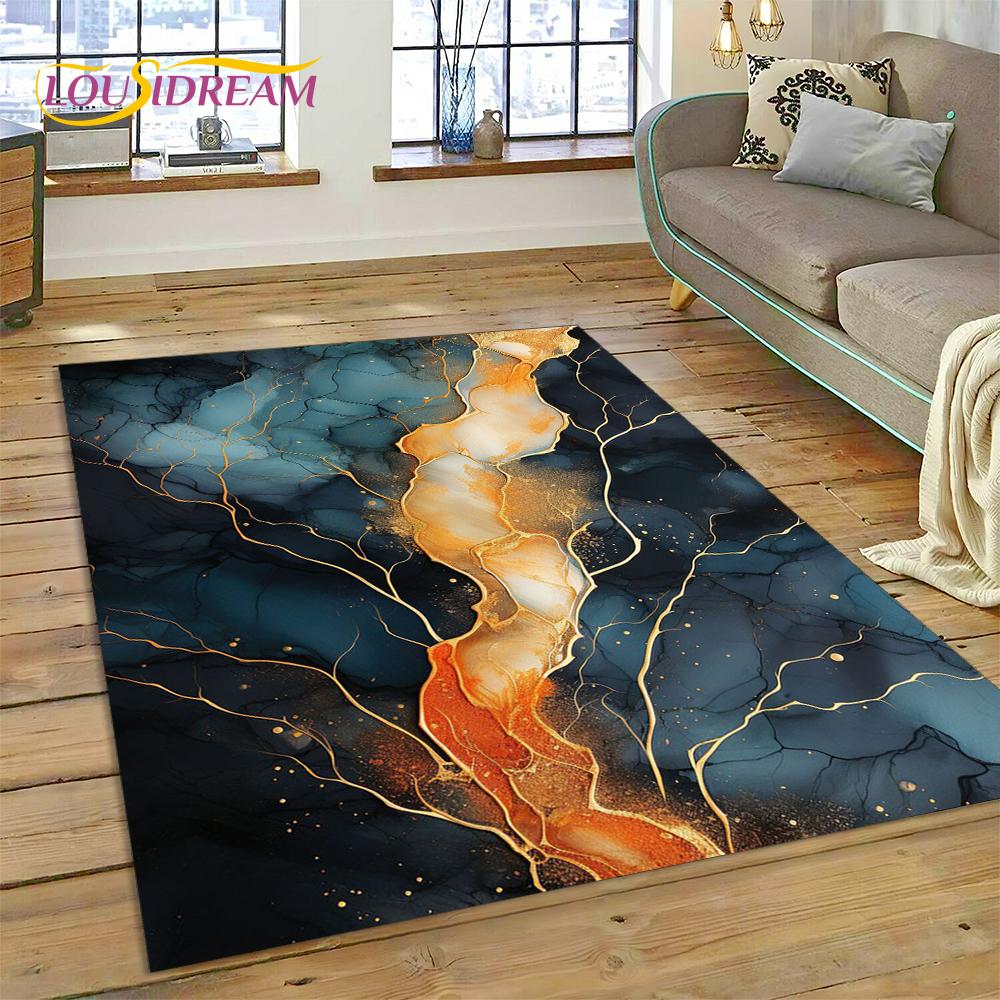 Dream Colour Marble Blue Green Gold Luxurious Carpet Rug for Home Living Room Bedroom Sofa Doormat Decor