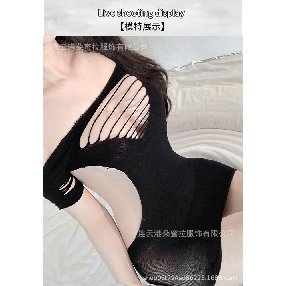 Sexy Underwear Does Not Need To Tear Stockings Hip Skirt Sexy Leak Hip Tight Onesie Hollow Short Skirt Mesh Suit