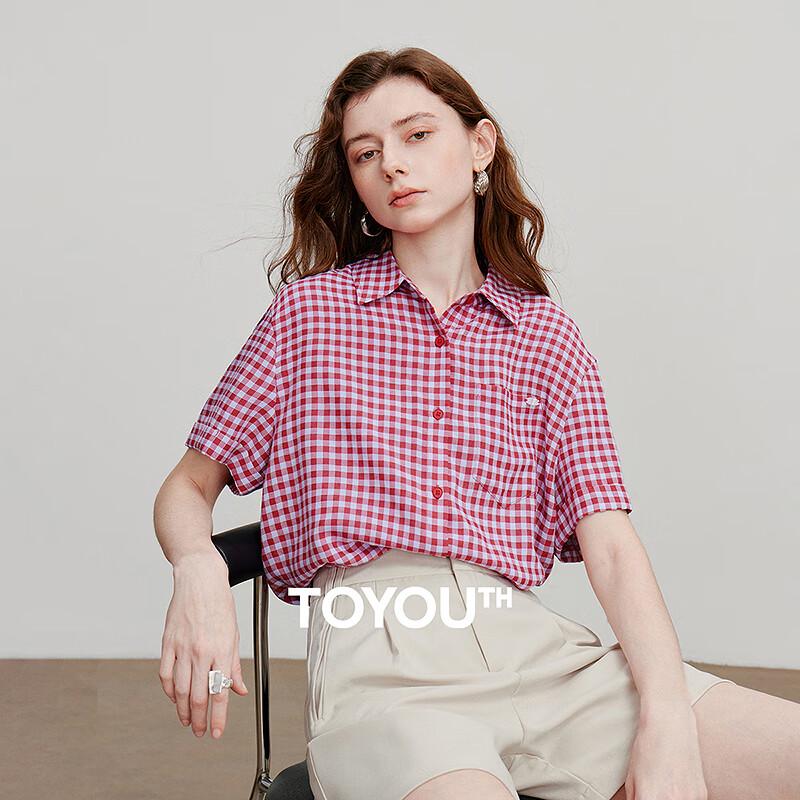 

Chuyu Women s Retro Plaid Short Sleeve Polo Shirt L