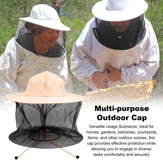 Mosquito Head Net Full-Mesh Design Drawstring Windproof Strap Good Breathability Beekeeping Men Bee Prevention