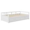 Pull-out Sofa Bed, 78" Convertible Sectional Couch Bed, Modern Wood Couches with Drawers And Slats for Living Room (White)