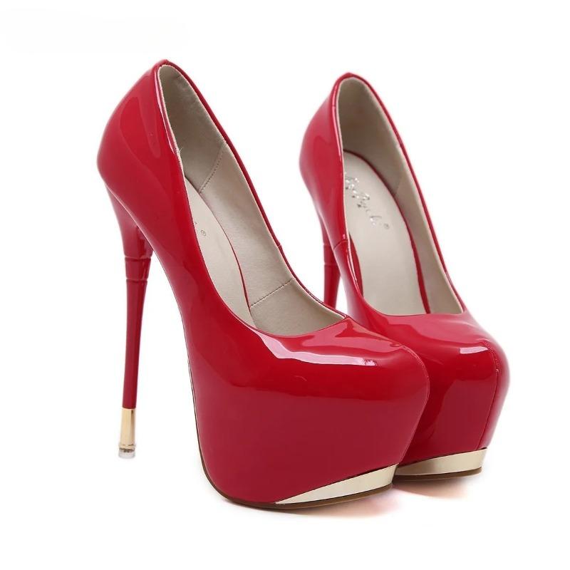 16cm Lackleder High Heels Für Damen Stiletto Flach Moderne Plateau Schuhe Sexy Club Party Pumps Heels Für Damen Tacones