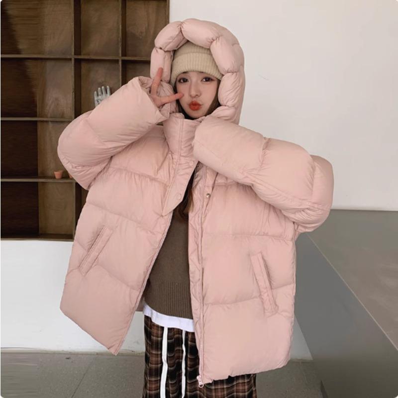 Down jacket women's winter new short hooded bread jacket duck down fashion versatile warm jacket
