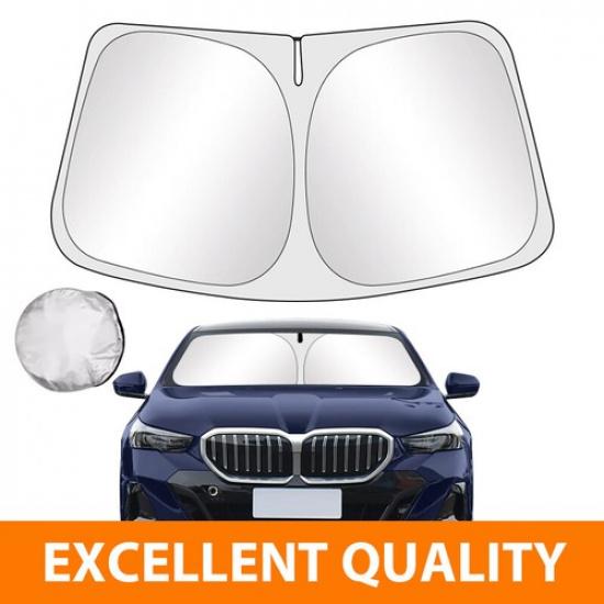For BMW 5 Series - Screen Heat Shield Premium Silver FOLDING Sun Shade W/ BAG