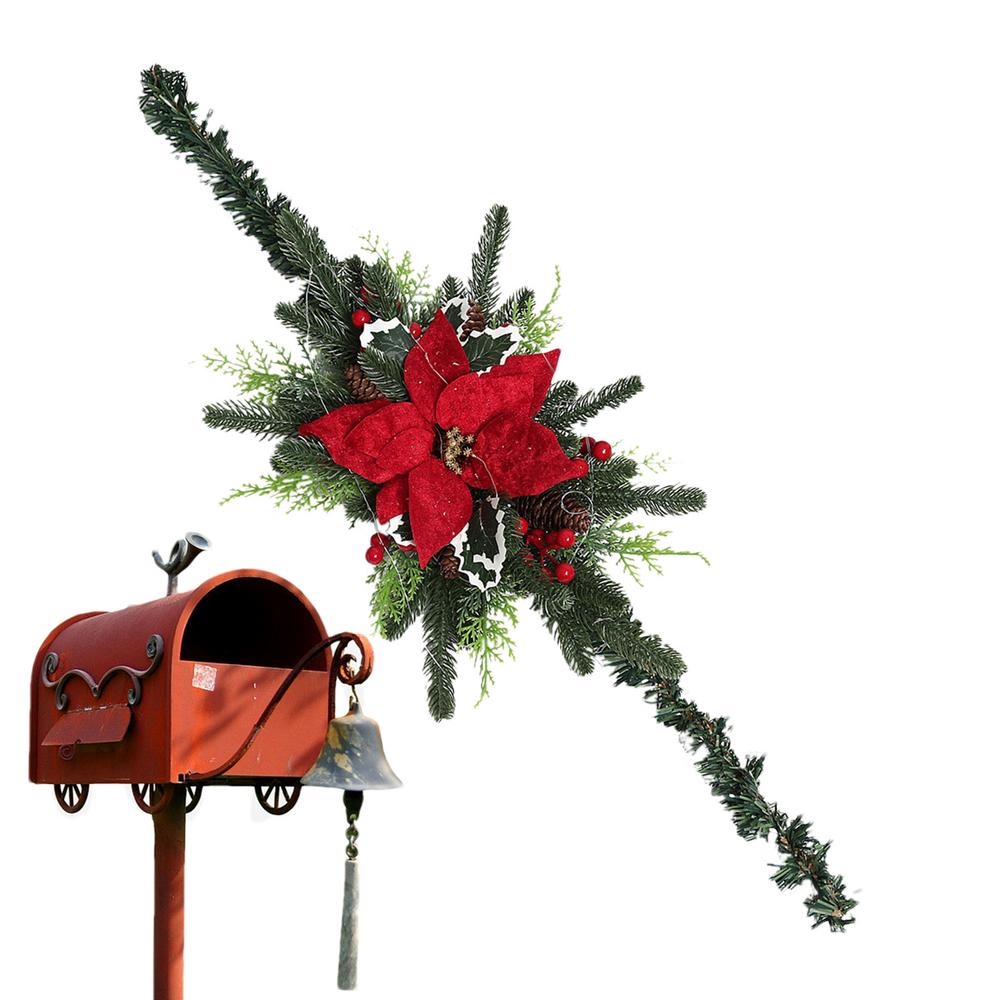 Christmas Mailbox Swag Outdoor Christmas Swag Decor Christmas Swag Decorations with Light Garland Christmas Decor Outdoor Swag