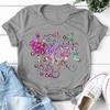 FAITH HOPE LOVE Purple Flower Print Women T Shirt Short Sleeve O Neck Loose Women Tshirt Ladies Tee Shirt Tops Camisetas Mujer