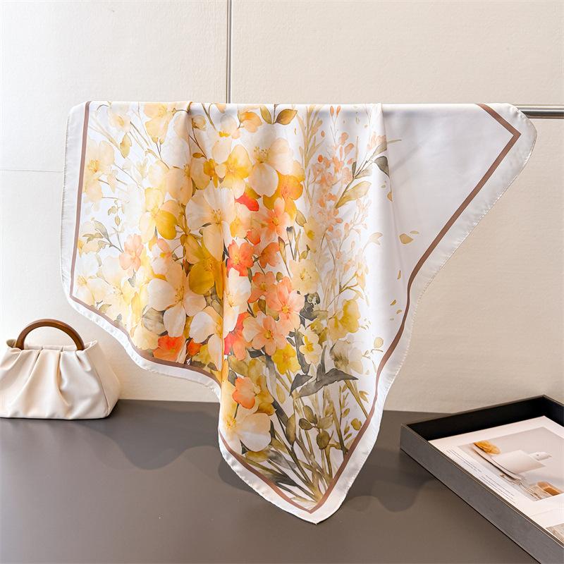 Luxury Fashion Designer 70cm Square Scarves Women's Silk Scarf Spring and Summer Foulard Shawl Bandana Small Hairbands