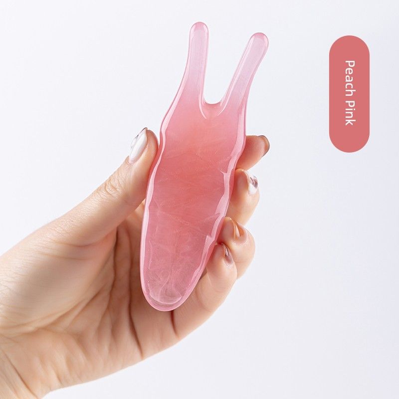 

Resin Scraping Nose Bridge Handy Gadget Head Massage Comb Muscle-Poking Stick Scraping Ears Nose Bridge Massage Board Beauty Board Facial Massage Peach Pink Longhorn [Free Facial Acupoint Map]
