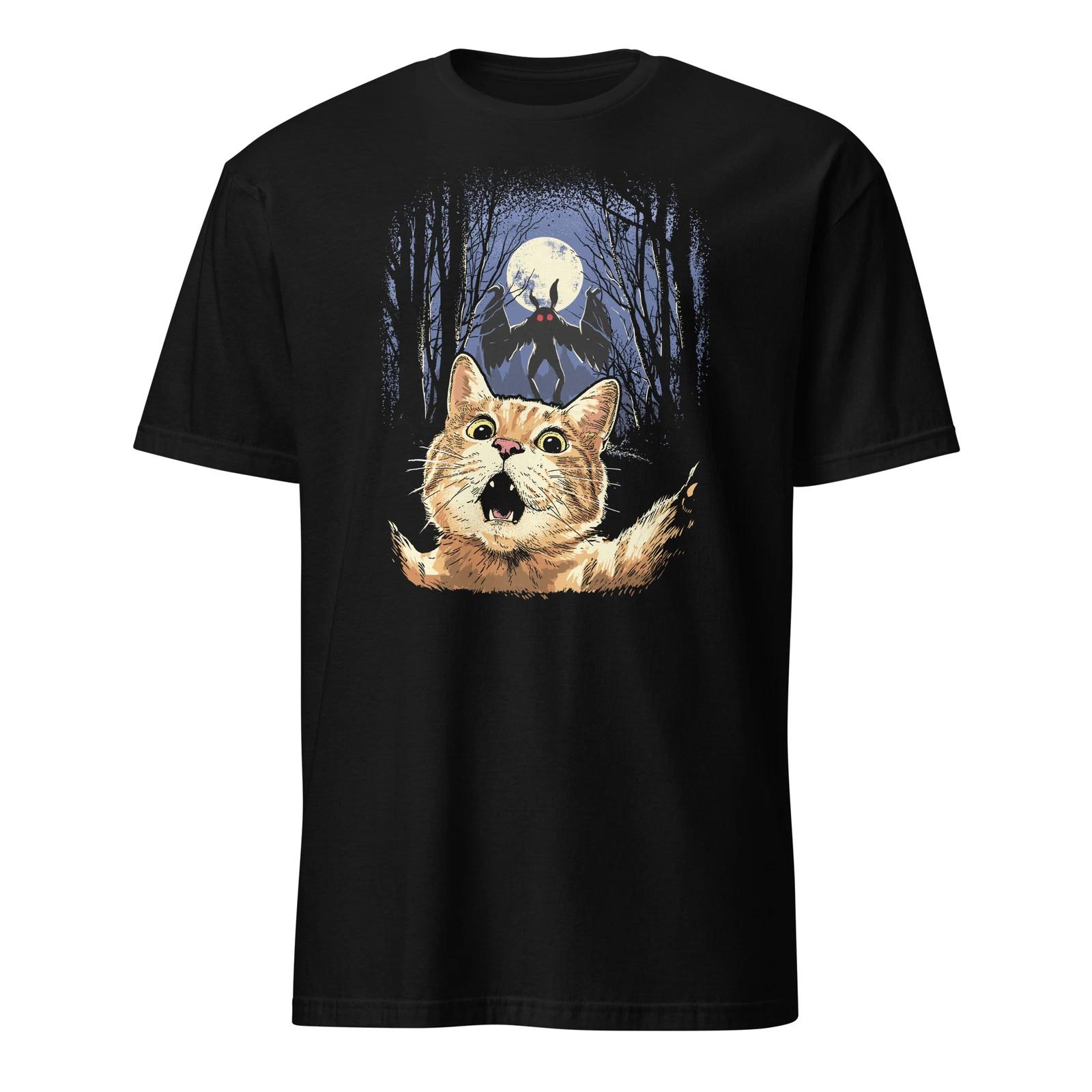 Scared Cat Selfie Cat Mothman Monster Cryptid Creature T-Shirt Size S-3XL Gift 4XL