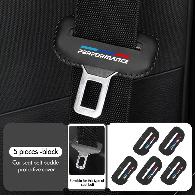 For BMW 1/2pcs Car Seat Belt Buckle Cover Leather Protector Anti-collision Case Accessories Performance E91 X5 E70 F11 E30 F31 E1