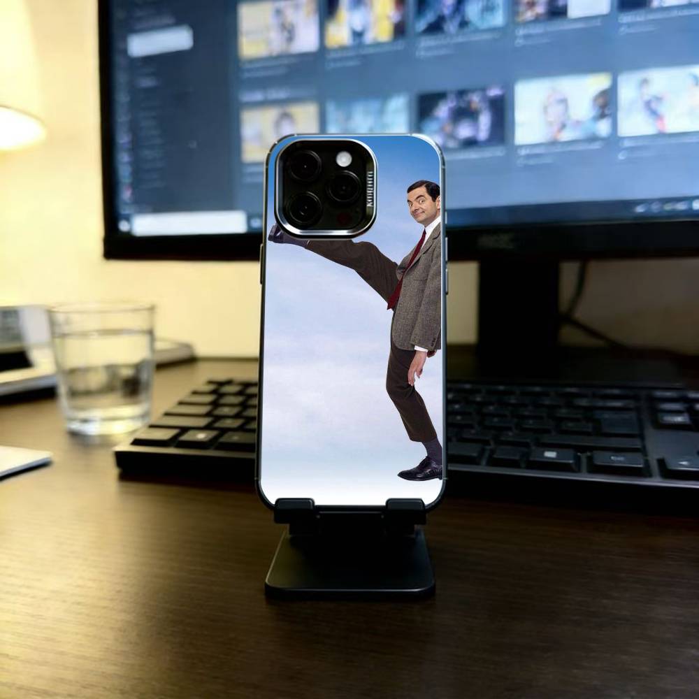 

Funny Mr B- BeanS Phone Case For iPhone 17,16,15,14,13,12,11 Plus,Pro Max,XS,Colored Silver Plated Inside Cover iPhone14