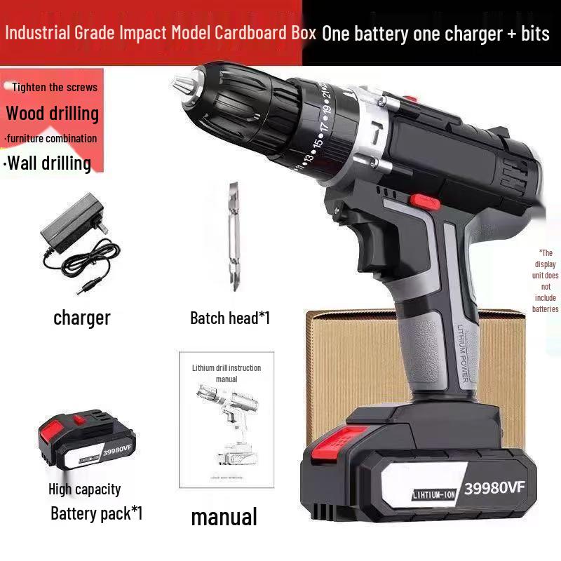 Industrial Grade Dual Speed Rechargeable Lithium Power Drill for Household and Multi-functional Use