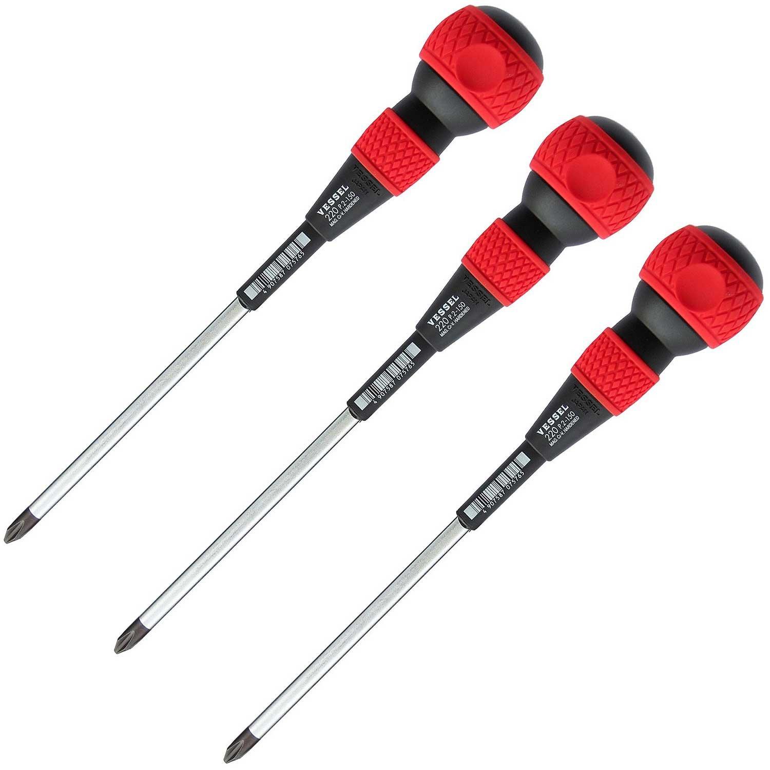 

VESSEL Ball Grip Driver No. 220 Plus 2 x 150 Set of 3