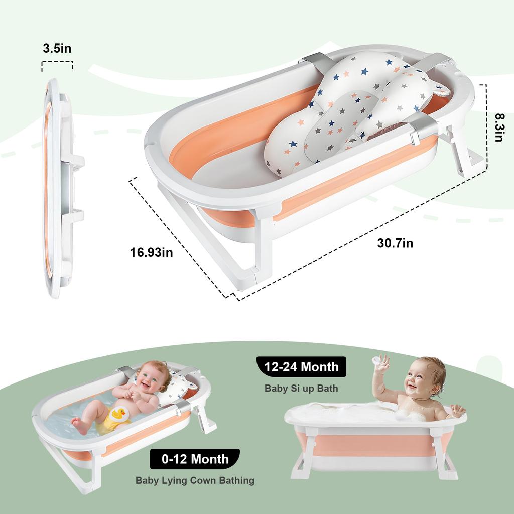Foldable Children's Bathtub Multifunctional Children's Bathtub Portable Travel Children's Bathtub With Pad Anti-slip Pad