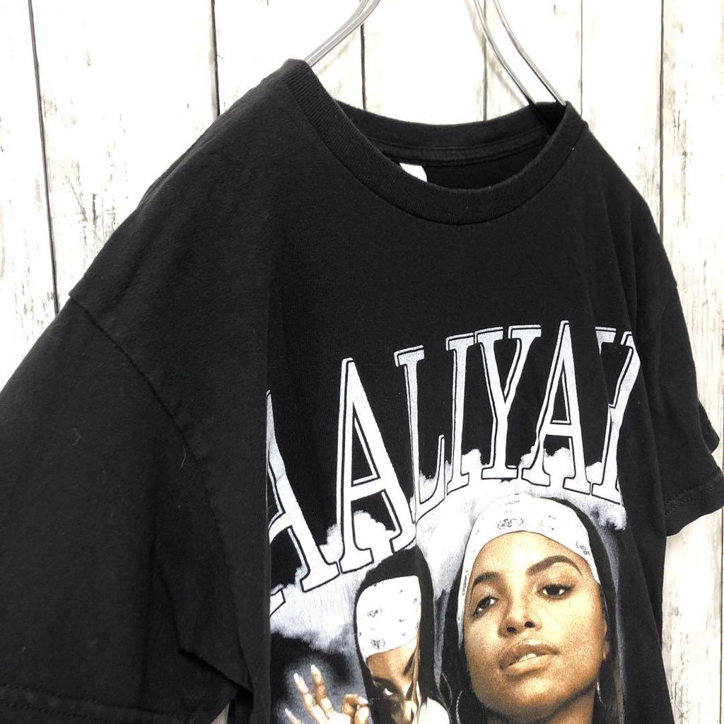[USED] C2070 Aaliyah Graphic T-Shirt, Black, Vintage Overseas Clothing