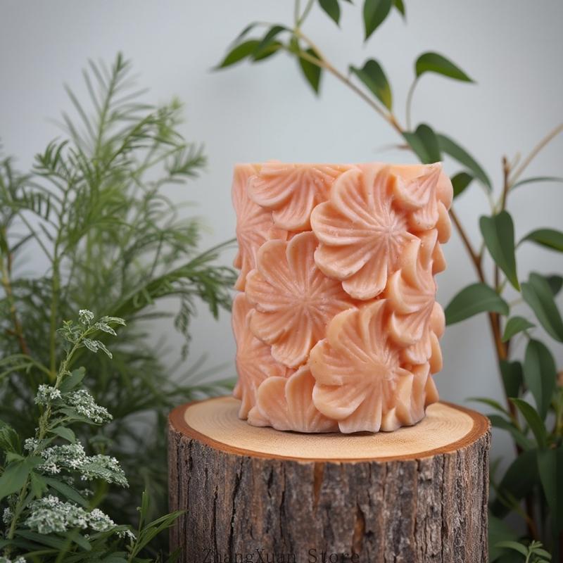 Geprägte florale Zylinder Silikonformen für Epoxidharz handgemachte Seife Fondantformen Schokoladenformen
