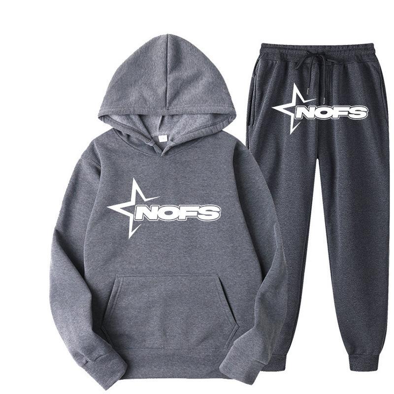 European and American ins personalized NOFS printed sweater pullover hoodie set retro jacket street trend y2k