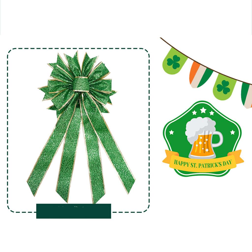 Patrick's Day Wreath Bows Green Glitter Wreath Bow for Front Door Patrick's Day Ornaments for Holiday Party Decor