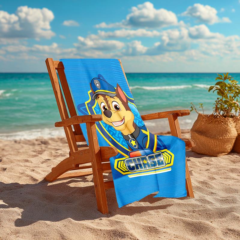 1Pc Paw Patrol Badge Adventure Beach Towel, Quick Dry, Multi-Use for Beach Pool Gym Yoga Home Travel, Christmas, Halloween, Xmas Gift M929223