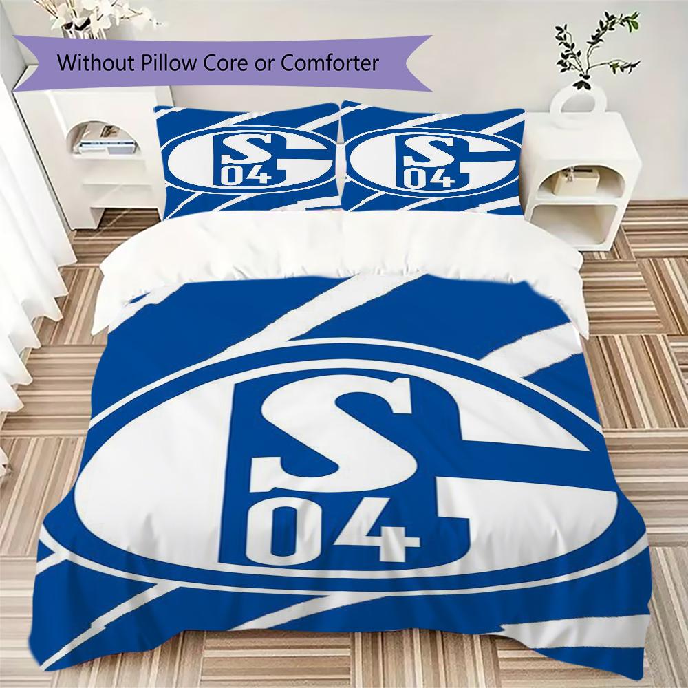 Schalke 04 Pattern Bedding,Quilt Set Quilt Cover Pillowcase Home Birthday Gift(1 * Duvet Cover + 2 * Pillowcase, Without Core)_lx
