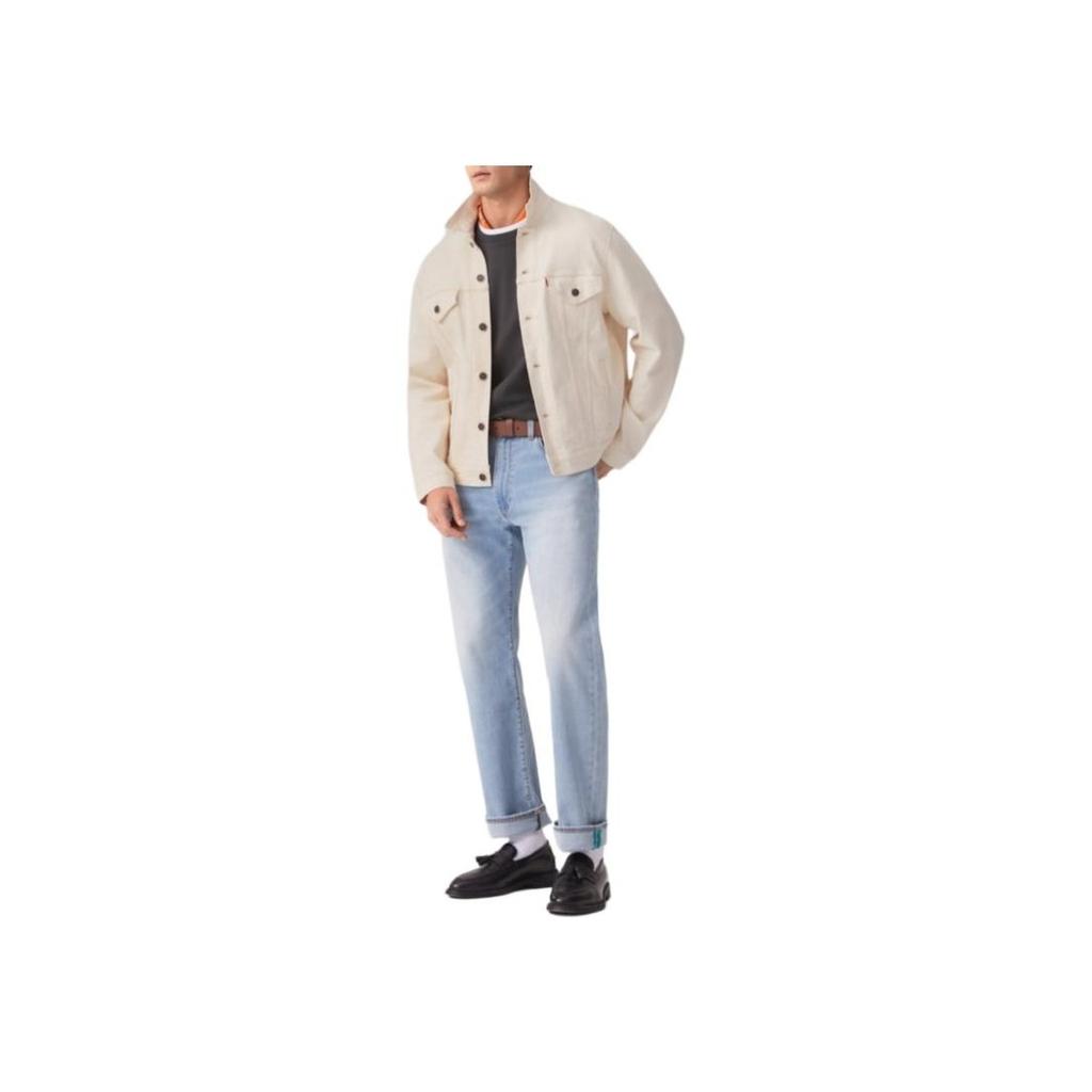Levis Loose Casual Comfortable Lapel Long Sleeve Work Jacket Men Jackets Beige 002Y2-0001