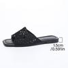 Fashion Bohemian Hollow Out Breathable Slides Women Summer Solid Black Glitter Flat Heel Slippers Elegant Square Toe Sandals Size 43
