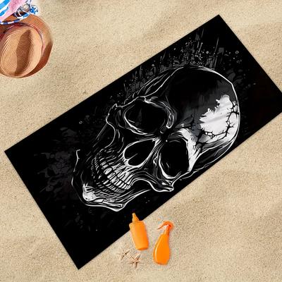 Serviette de Bain en Microfibre Super Absorbante Motif Crâne Effrayant, Légère Douce Séchage Rapide Protection Solaire