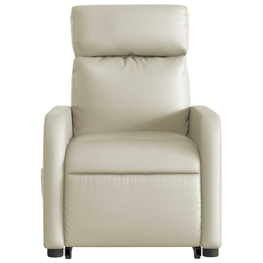 Massage Recliner with Rising Assistance Cream Artificial Leather